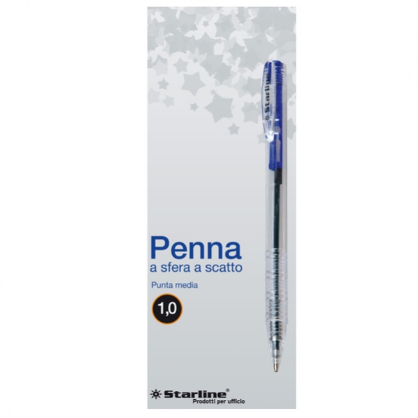 Scatola 20 penne sfera scatto blu 1.0mm starline - Z09043