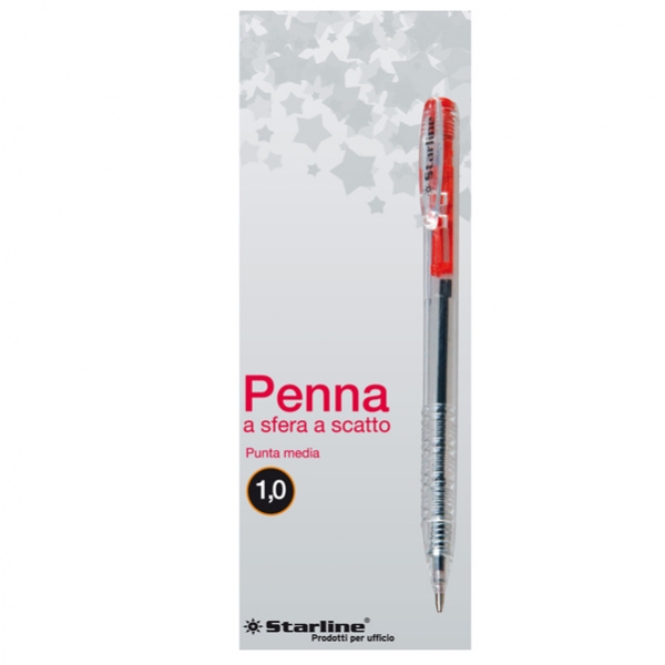 Scatola 20 penne sfera scatto rosso 1.0mm starline - Z09044