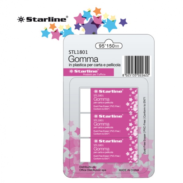 Blister 3 gomme bianche per matita starline - Z09068