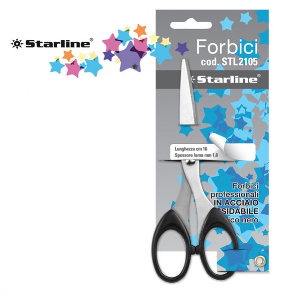 Forbici 21cm lama in acciaio impugnatura nera starline - Z09072