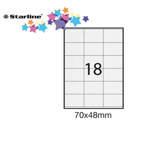 Etichetta adesiva bianca 100fg A4 70x48mm (18et/fg) starline - Z09088