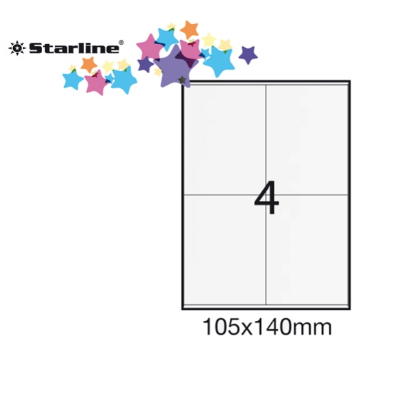 Etichetta adesiva bianca 100fg A4 105x140mm (4et/fg) starline - Z09096