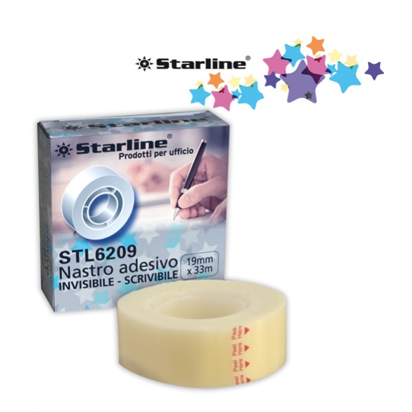 Nastro adesivo 19mmx33mt scrivibile e invisibile starline - Z09260