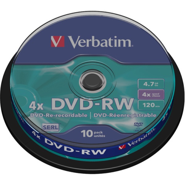 Scatola 10 dvd-rw spindle 4x 4.7gb 120min. serigrafato - Z09426