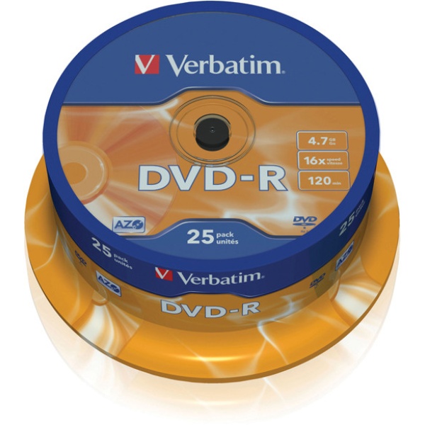 Scatola 25 dvd-r spindle 16x 4.7gb 120min.serigrafato - Z09449