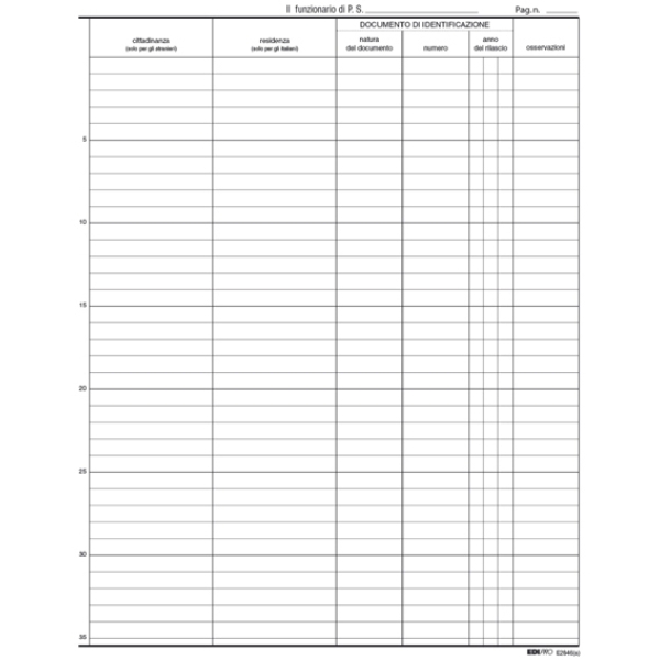 Registro persone alloggiate 31x24.5cm 46pg e2846 edipro - Z09925