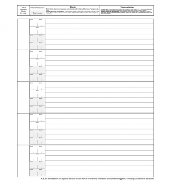 Registro antiriciclaggio operatori non finanz. 31x24 96fg e2179 edipro - Z09929