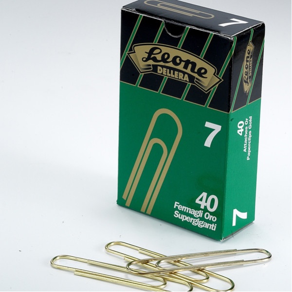 10 Scatole da 40 fermagli n.7 75 mm super giganti ottonati leone - Z10249 - conf.10