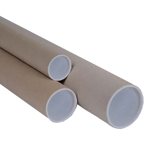 Tubo in cartone avana doppio tappo trasparente 70cm ø6cm - Z10309