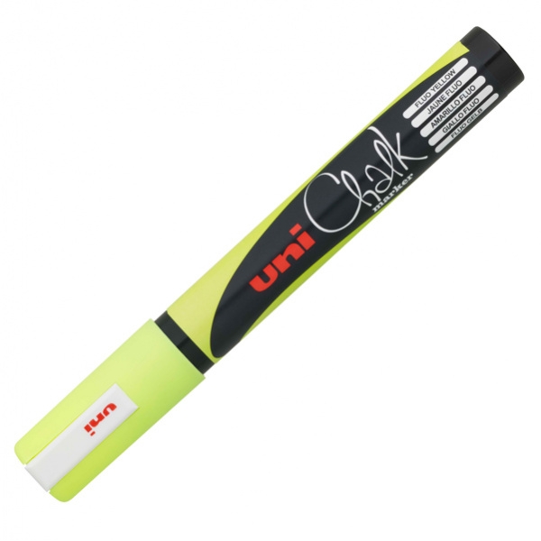 Marcatore a gesso liquido uni chalk giallo fluo p.tonda - Z10363