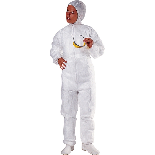 Tuta con cappuccio ppl tg. l bianco monouso - Z10598