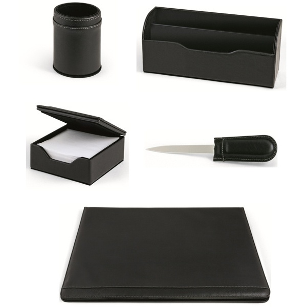 Set scrivania nero sintetico 5 pezzi niji - Z10898