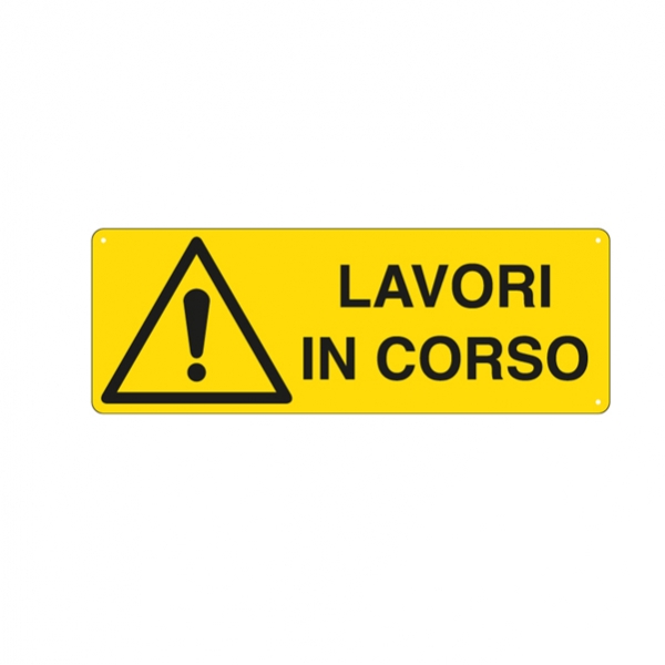 Cartello alluminio 35x12,5cm 'lavori in corso' - Z11331