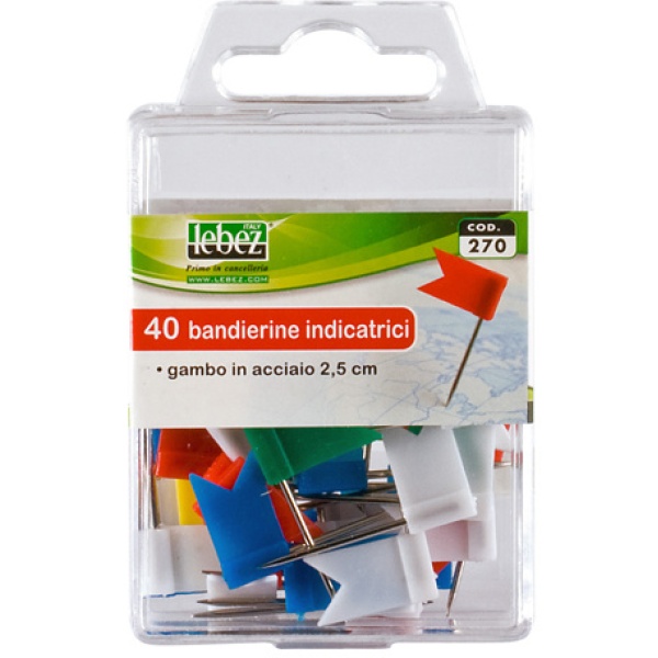 Scatola 40 spilli a bandierina assortiti art.270 - Z11404