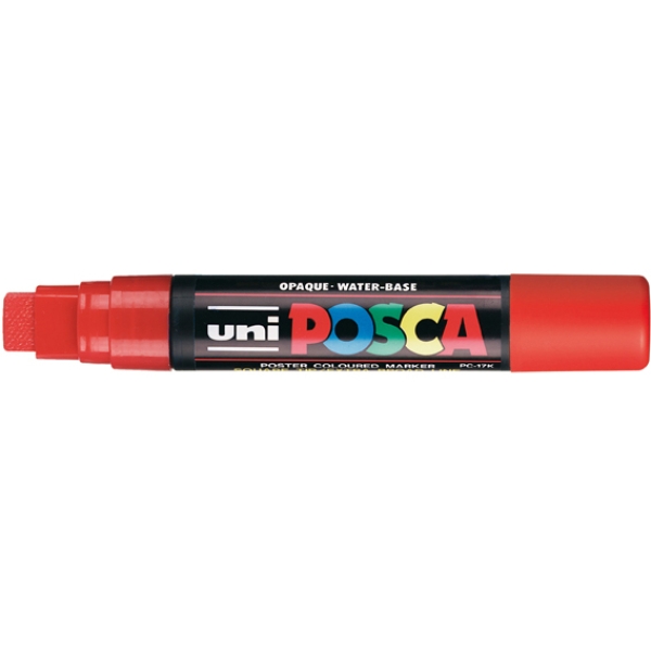 Marcatore uni posca pc17k punta scalpello 15mm rosso - Z11500