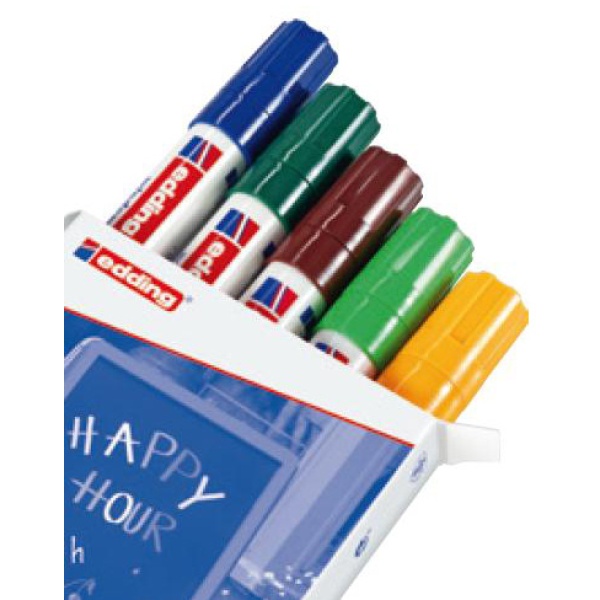 Busta 5 marcatori edding 4090 (blu, verde, marrone, verde chiaro, arancio fluo) - Z11535