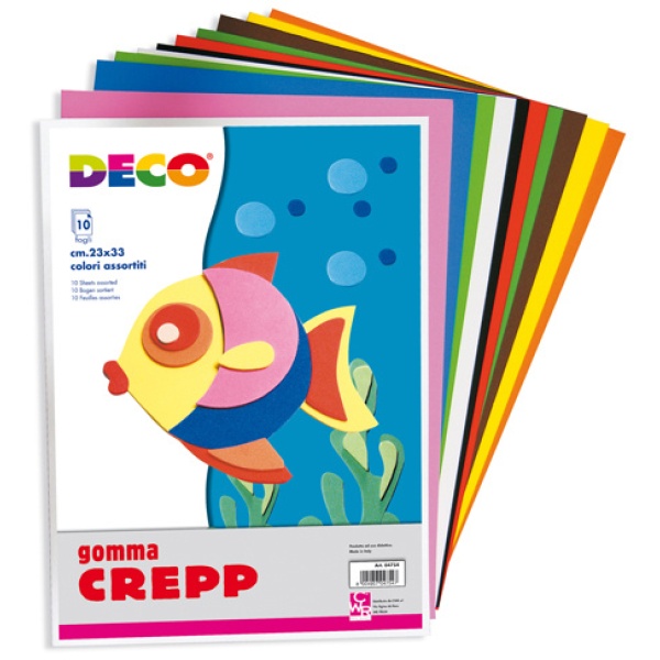 Gomma crepp conf. da 10 fogli 20x30cm in colori assortiti cwr - Z11983