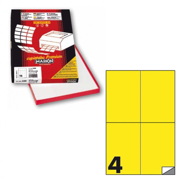 Etichetta adesiva c/519 giallo fluo 100fg A4 105x148mm (4et/fg) markin - Z12371