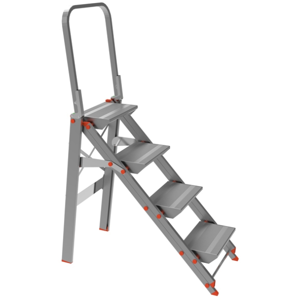 Scala sgabello alluminio 4 gradini con parapetto class piu' - Z12682