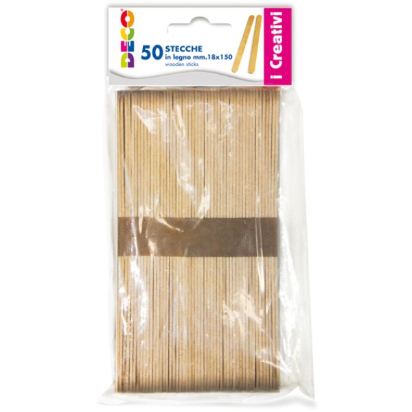 STECCHE IN LEGNO 50PZ DIM. 18X150MM CWR - Z12951