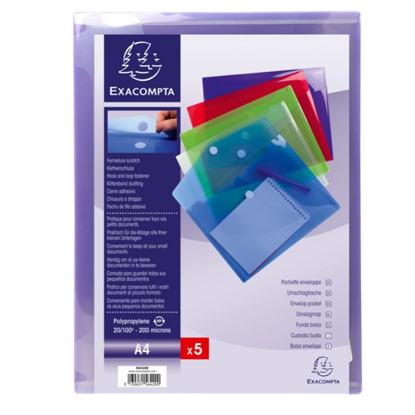 BUSTA A TASCA CON VELCRO IN PP COLORATO F.TO 24X32CM PER A4 EXACOMPTA - Z13234