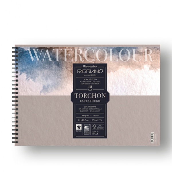 BLOCCO SPIRALATO 21X29.7CM 12FG 300GR WATERCOLOUR TORCHON FABRIANO - Z13335
