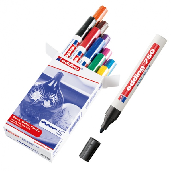 ASTUCCIO 10 MARCATORI 750 PUNTA MEDIA VERNICE COLORI ASSORTITI EDDING - Z13620