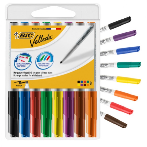 ASTUCCIO 8 PENNARELLI VELLEDA 1741 PUNTA TONDA WHITEBOARD COLORI ASSORTITI BIC® - Z13638