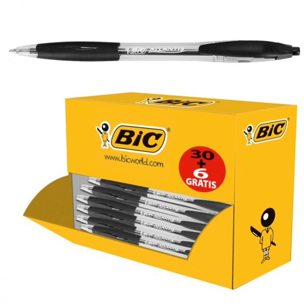 VALUE PACK 30+6 PENNE SFERA SCATTO ATLANTIS NERO 1.0MM BIC - Z13764