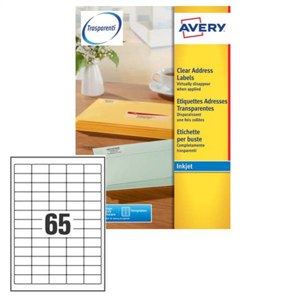 Etichetta adesiva J8651 bianca 25fg A4 38,1X21,2mm (65et/fg) inkjet Avery - Z13803