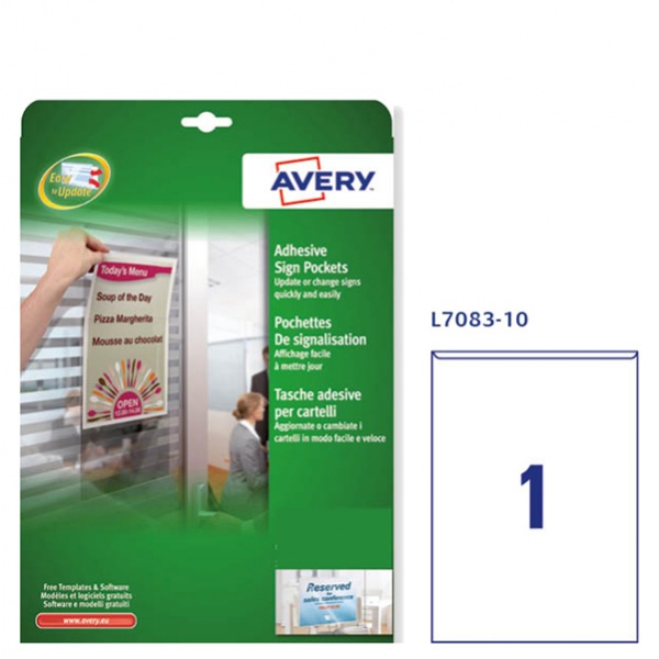 CONF. 10 TASCHE ADESIVE A4-21X29,7CM L7083 AVERY - Z13857
