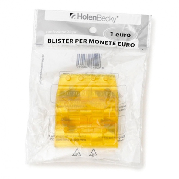 BLISTER 20 PORTAMONETE IN PVC 1EURO GIALLO - Z13911