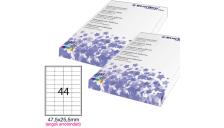 Etichetta adesiva bianca 100fg A4 47,5x25,5mm (44et/fg) angoli tondi starline - Z09105