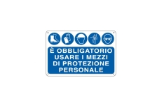 Cartello alluminio 30x20cm 'e' obbligatorio usare i mezzi di protez. individ.' - Z11330