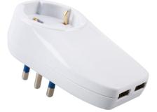 Adattatore shuko 16a con 2 usb bianco 1a - 210002IXS - O00041