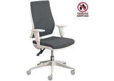 Poltrona semidirezionale Unica Back SyPoltrona semidirezionale Unica Back System struttura bianca tessuto a rete Ignifugo grigio con braccioli regolabili in tinta - U2G0C4SDGX697 - D01555stem Ignifuga struttura bianca tessuto grigio - O01386